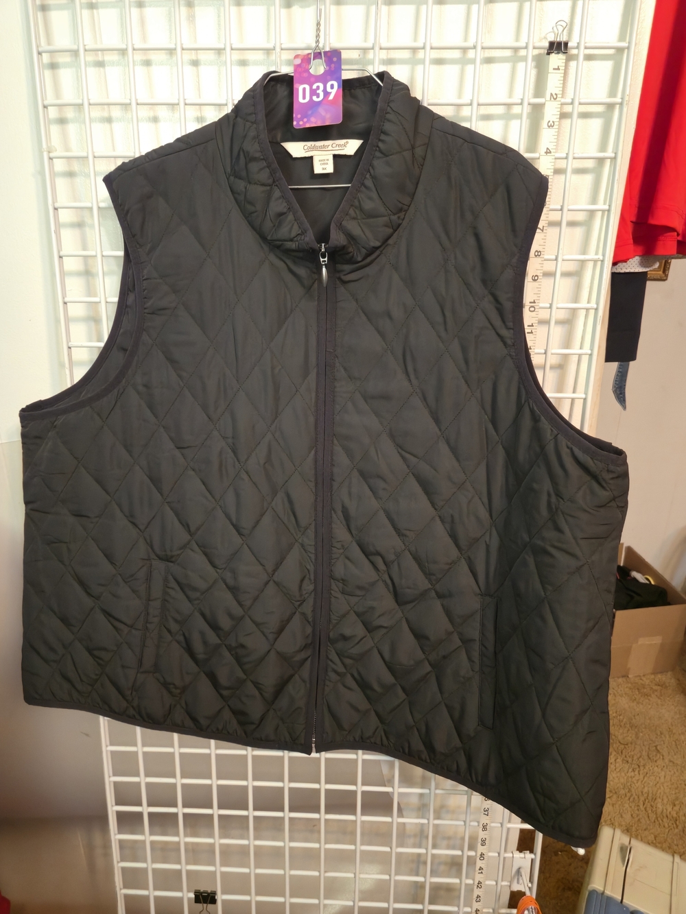 Coldwater Creek Quilted Black Zip-Front Vest Size 3X